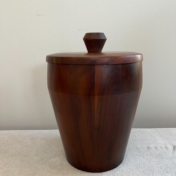 Other - MCM 1960's Vintage Vermillion Walnut Wood Ice Bucket